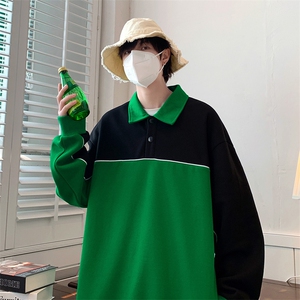 春装新品撞色拼接卫衣男女同款学生时尚潮牌衬衫WY021-P70 控价98图片