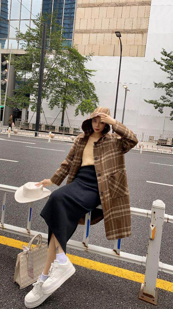 帽子拼皮款羊毛大衣加，其它，佐妍千黛