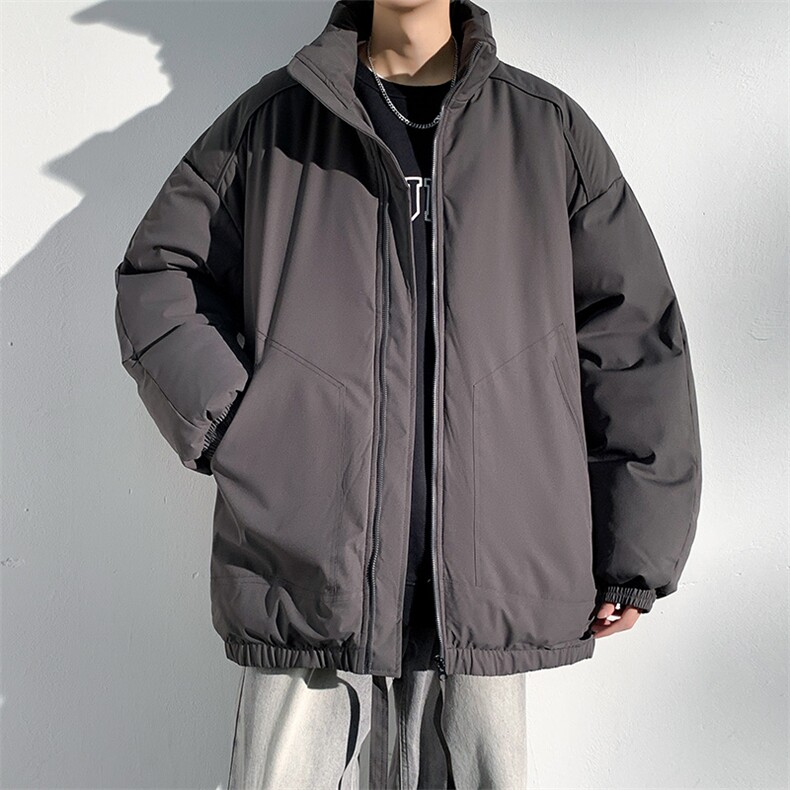 现货冬季美式休闲加厚雪山外套夹克立领纯色三防户外工装棉服,男装夹克,电商A486-1