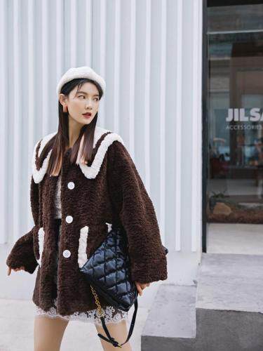 毛绒外套，女装，YOUER DENG