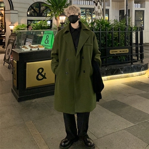 日系百搭毛呢大衣男中长款呢子风衣英伦雅痞男装外套 MN9571/P100图片