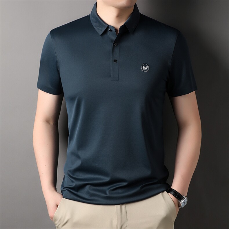 商务休闲男士短袖t恤夏季新品保罗polo衫中年刺绣内搭男翻领体恤,男装T恤,电商B212（原钱塘6029）