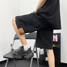 夏季新款倒穿牛仔短裤反穿设计潮牌美式宽松阔腿休闲短裤，男装牛仔裤，星座410-6（原星座1304-1）
