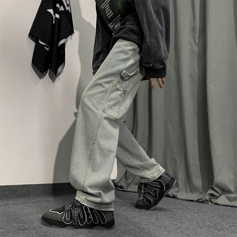秋季新款牛仔裤男宽松潮牌男装潮牌休闲运动裤潮N01783-P45,男装牛仔裤,星座308B-1