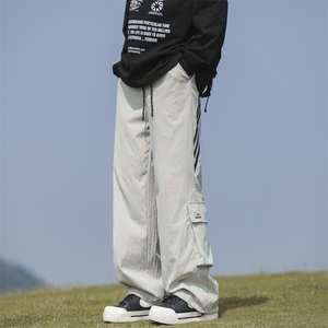 美式高街条纹休闲直筒长裤夏季潮牌大口袋工装裤 现货 K8079-P37图片