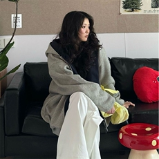 抖音得物高品质二开26春装美式重磅宽松结构双面连帽卫衣外套W68，女装短外套，电商A486