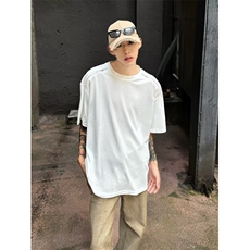 潮牌圆领T恤夏季男款拉链设计感宽松纯色短袖DT09-P35，男装T恤，星座1109-3