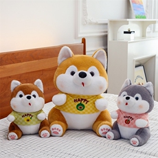 乐绒绒毛绒玩具店 新款创意穿衣柴犬哈士奇毛绒公仔儿童睡觉安抚玩具穿衣小狗玩偶xx