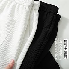 2023夏新款字母钢印华夫格透气休闲裤男抽绳五分短裤DK28859-P35，男装休闲裤，电商A082