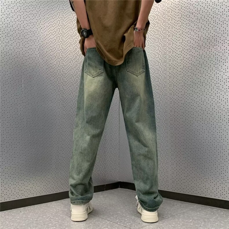 复古破洞牛仔裤水洗做旧vibe裤子美式高街男女直筒长裤KN8036-P45,男装牛仔裤,星座1008-1