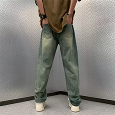 复古破洞牛仔裤水洗做旧vibe裤子美式高街男女直筒长裤KN8036-P45，男装牛仔裤，星座1008-1