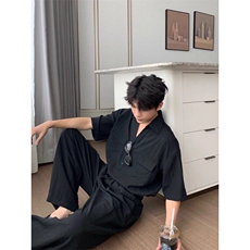 【量大价优】天丝亚麻套装ootd穿搭TZ08001上衣P55裤子P55，男装休闲套装，星座1004（原星座815-3）