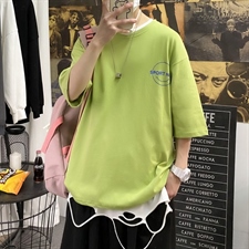 2025夏季短袖t恤衫男港风宽松打底衫潮流A210-A8307-P25控38，男装T恤，星座210-3