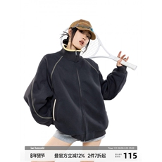 网图美式哈苏线运动外套男女情侣款2026春季新款开衫卫衣特P68，女装短外套，电商C306-1