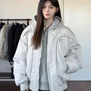 AHCN志存高远) 美式解构弧形飞行棉服夹克boxy宽松保暖棉衣外套图片