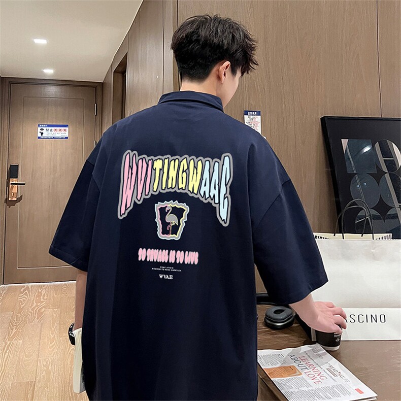 可设48小时支持抖音得物来样二开网眼透气翻领t恤美式短袖POLO衫,男装T恤,电商A486