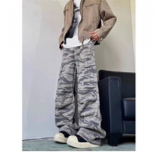 迷彩休闲裤男宽松高街直筒裤潮牌大码阔腿长裤K07793-P53，男装休闲裤，星座308B-2