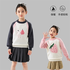 优质精选100%羊毛衫秋冬新款卡通毛衣女童加厚圆领长袖宝宝针织衫，童装儿童羊毛衫，初丹羊绒童装