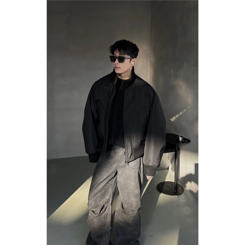 现货【网图】黑色卡其色杭州货飞行夹克短款立领棉服MY04-P90,男装夹克,电商A466