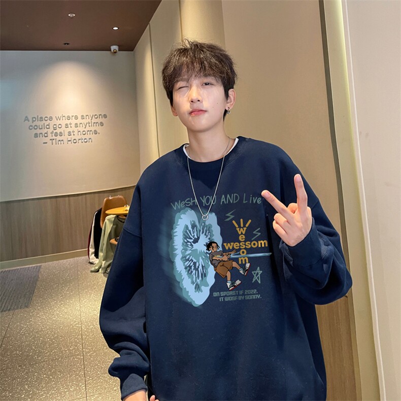 ！圆领卫衣男装港风长袖T恤男外套男WY242-特P23,男装T恤,电商B367
