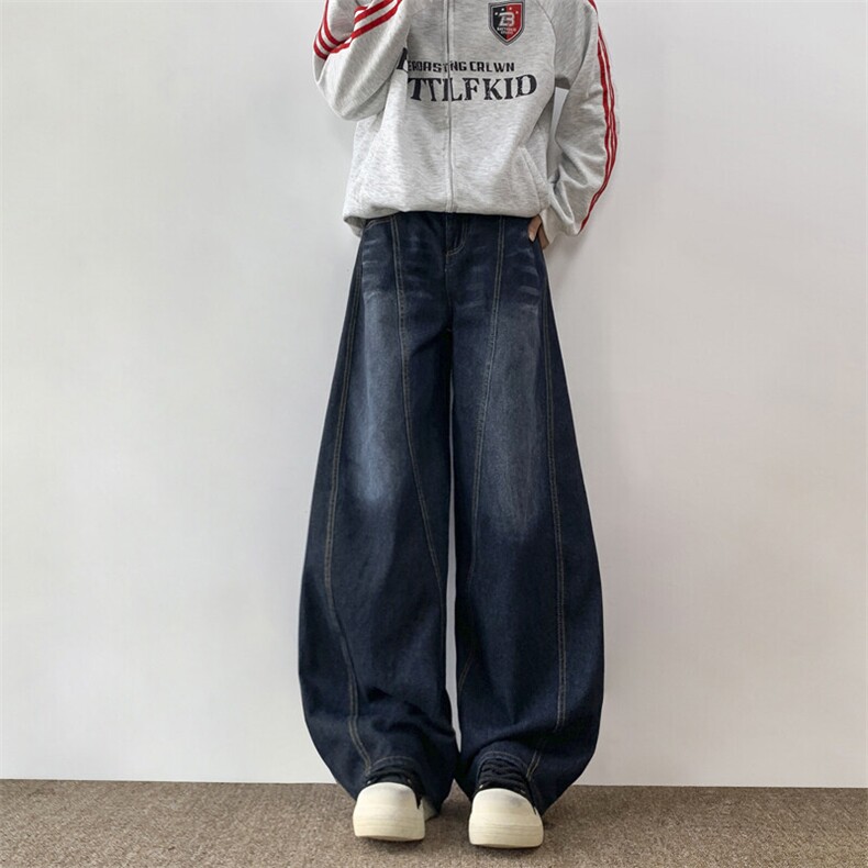 2025深蓝色弯刀牛仔裤宽松阔腿裤子青年ins中性现货K8223-P50,男装牛仔裤,星座512-3