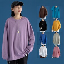 纯棉新款情侣纯色长袖T恤男女士打底衫圆领A158-T88889-P20控价28,男装T恤,电商A158-1