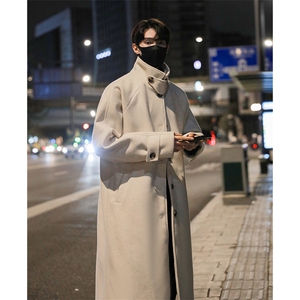 秋冬男士毛呢大衣高级感韩版风衣男长款过膝呢大衣外套YF901-P128图片