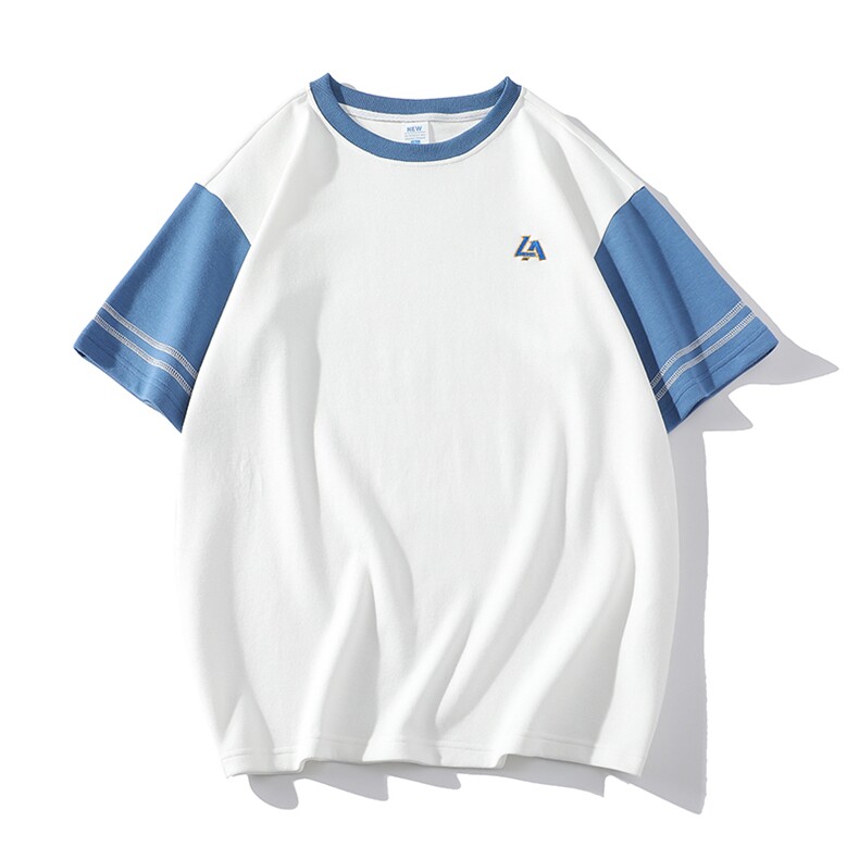 新款英伦夏季时尚拼色袖子ins小众百搭青少年T恤ZDY3415-P49图片