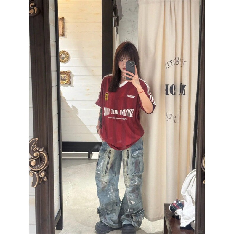 DTK63LL-P39cleanfit美式复古球衣短袖t恤高级感痞帅半袖,男装T恤,星座1007（原301D）