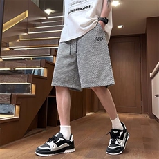 休闲短裤宽松系带卫裤男士新款休闲五分裤子针织运动裤D12/P50，男装牛仔裤，星座506
