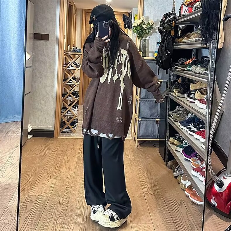 美式复古小众破洞毛衣外套男女ins潮宽松街头针织衫冬季MY540-P48,男装针织衫/毛衣,星座1008