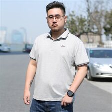夏季新款男士短袖t恤纯色翻领polo衫男体恤男装半袖加肥5913款，男装T恤，星座802