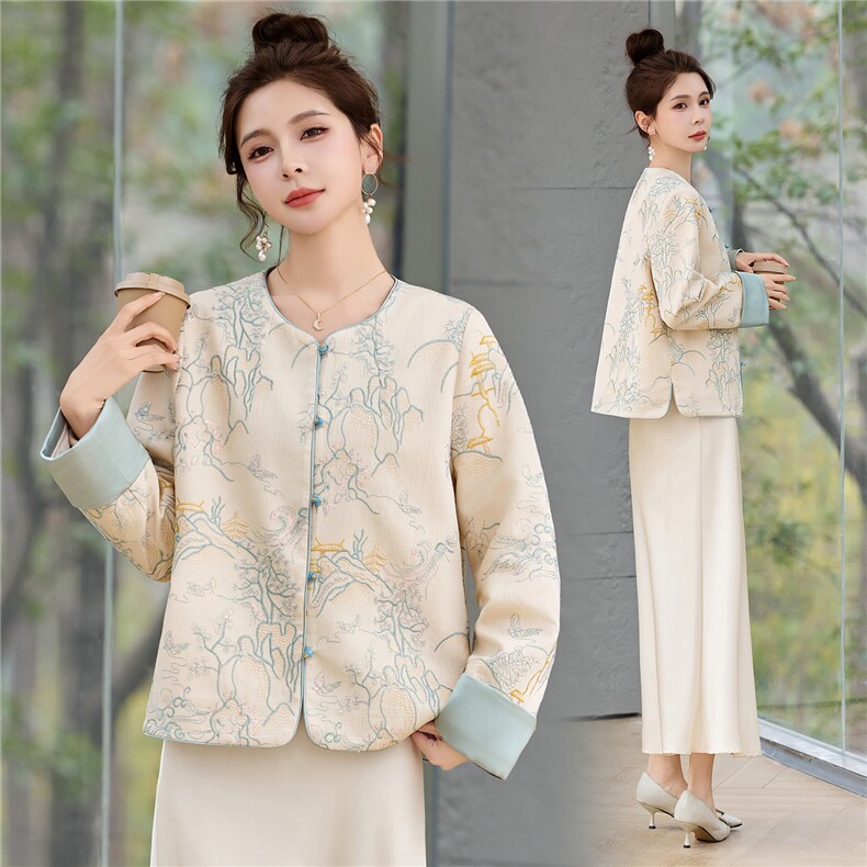 新中式风刺绣短外套女春秋2026新款高级感气质超火减龄洋气上衣，女装短外套，悠米