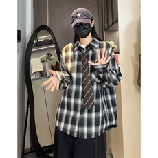 C236/P40秋装新款格子衬衫男格纹衬衣外套潮流百搭上衣，男装衬衫，电商基地A050