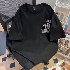 万针全刺绣工艺抖音得物高品质260克重磅纯棉双纱美式高街短袖T恤，男装T恤，电商A486