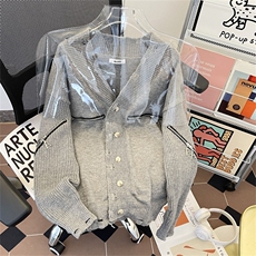 小众解构通体拉链V领开衫破坏毛外套衣金属纽扣毛衫MY322P75，男装针织衫/毛衣，星座1116-2