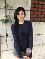 复古麻花针织女毛衣25秋冬软糯顺滑蓬松透气加厚保暖简约百搭宽松，女装针织衫/毛衣，美莎羊绒