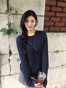 复古麻花针织女毛衣25秋冬软糯顺滑蓬松透气加厚保暖简约百搭宽松图片