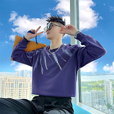 AW222/P78控108秋季社会小伙扎染撞色休闲百搭韩版打底卫衣男黑首，男装T恤，星座305B-1