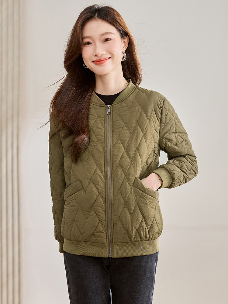 菱格夹棉棒球服外套女2024秋冬新款小个子休闲百搭时尚短款小棉衣,女装棉衣/棉服,文熹诺