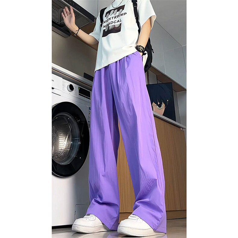 8XL-M多巴胺冰丝垂感慵懒山本裤男夏拖地裤子阔腿休闲裤KZ051P30图片