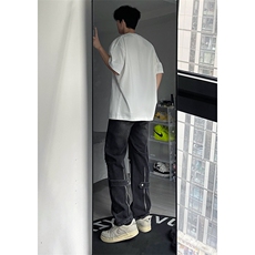 B221美式ins高街暗黑系小众拉链直筒牛仔裤LK23073-P65控88，男装牛仔裤，电商B221
