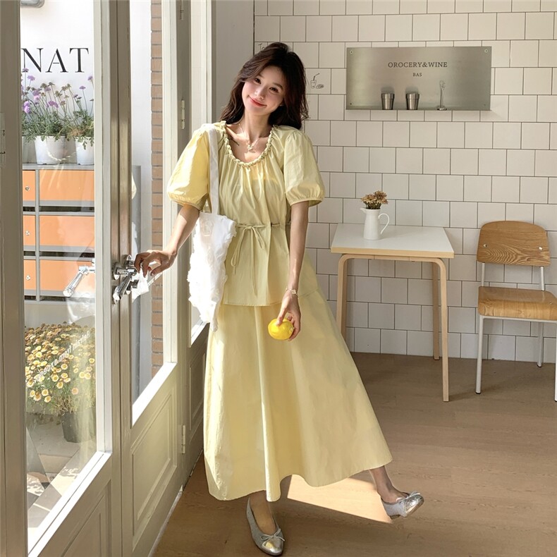 2025夏装新款设计感高腰半身裙两件套2326-P145-K238，女装套装/套裙，含赞