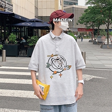 PL57142-P35翻领短袖polo衫男大码胖子半袖t恤男有领保罗衫模特，男装Polo衫，电商A040
