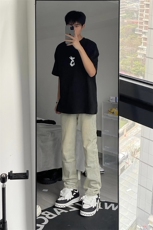 B221美式ins高街小众百搭纯色微喇牛仔裤LK22087-P55控78，男装牛仔裤，电商B221