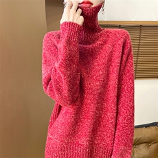 秋冬新品气质高领羊毛衫显瘦百搭红色毛衣女，女装羊毛衫，狄美羊绒