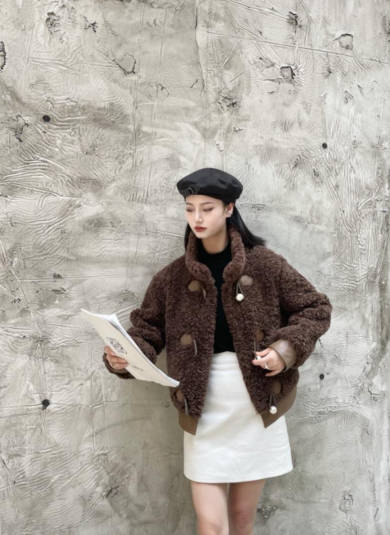 冬季新款珍珠扣三色颗粒绒外套,女装其它,QIANCHEN 谦晨