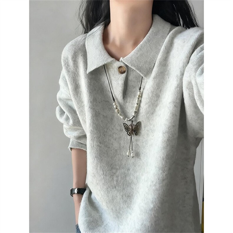 网图美式复古针织Polo衫长袖翻领毛衣打底衫上衣A025-LM12315-P55,男装T恤,电商A025