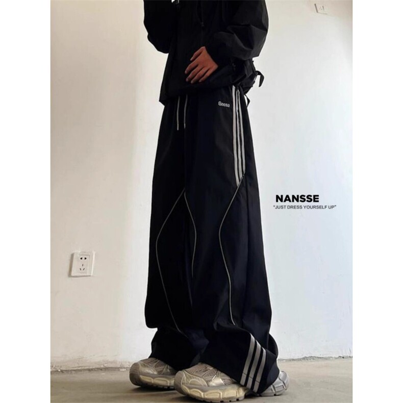 美式复古条纹拼接户外休闲运动裤男女hiphop街舞工装裤机能登山裤，男装工装外套，四季星座505