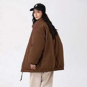 现货美式高街休闲夹克冬季立领纯色三防户外工装加厚棉服外套图片